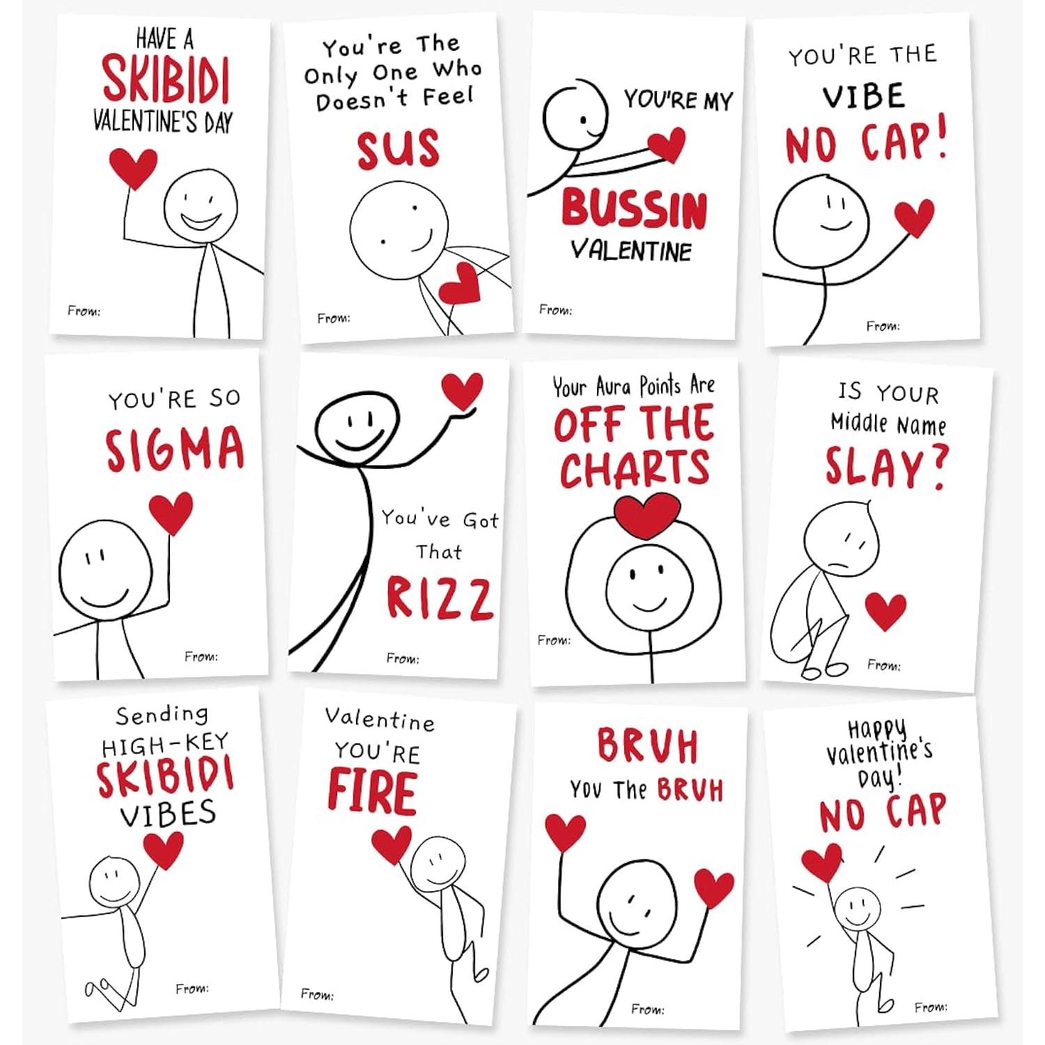 36Pcs Valentine'S Day Cards For Kids Classroom School, Gen Z Slang Exchange Tween Valentines Day Cards Gift For Teens, Tweens, Son, Daughter, Trendy Gen Alpha Design Valentines Day Gift For Classroom & School Exchange