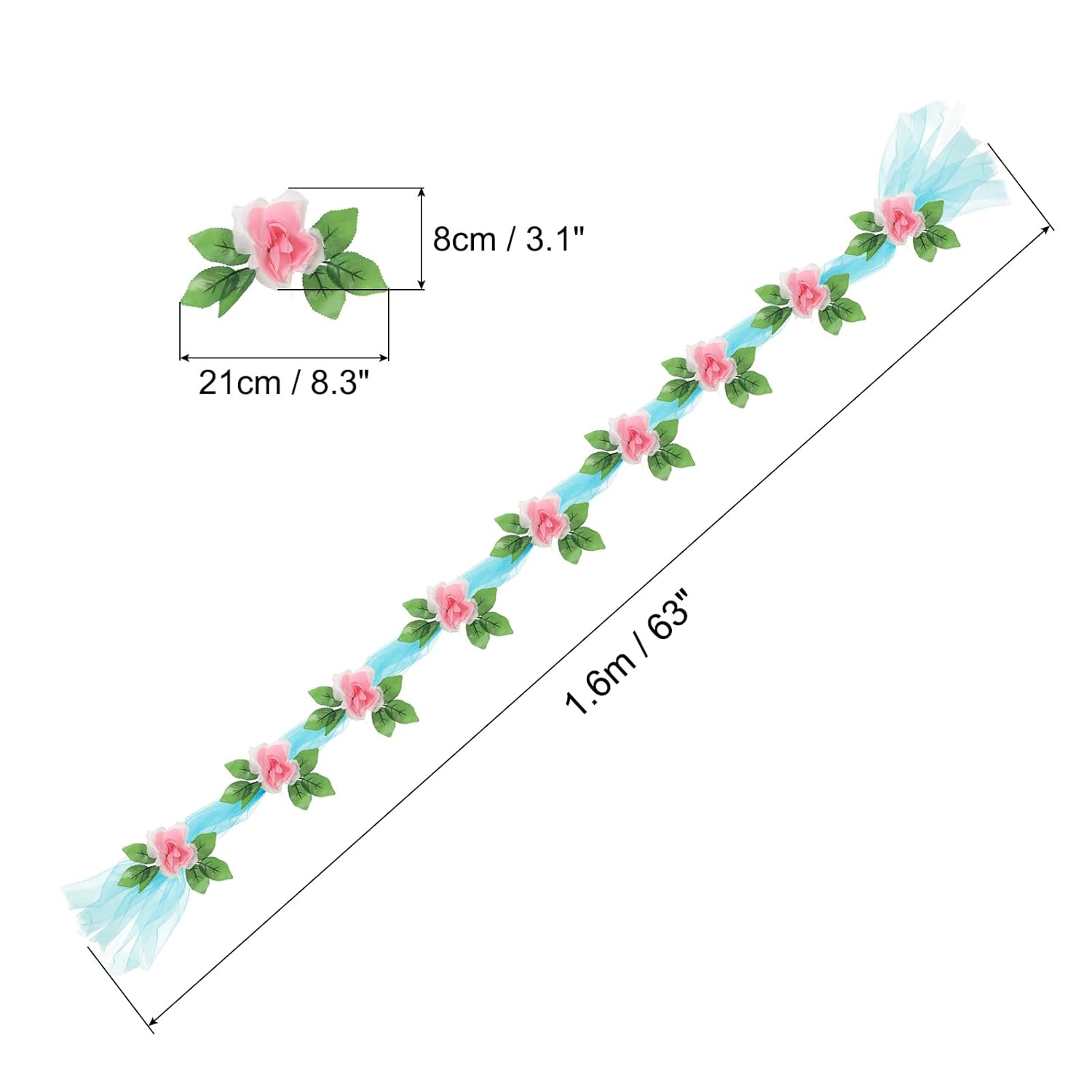 Wedding Car Flower, Artificial Flowers Bouquet Set Wedding Car Decoration For Decoration Handle Ornament Supplies Party Events Accessories, Pink Blue