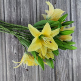 7 Pcs Artificial Lily Flowers Artificial Lilies Flowers For Home Wedding Bouquets Home Hotel Party Decor Graves Arrangement (Yellow)