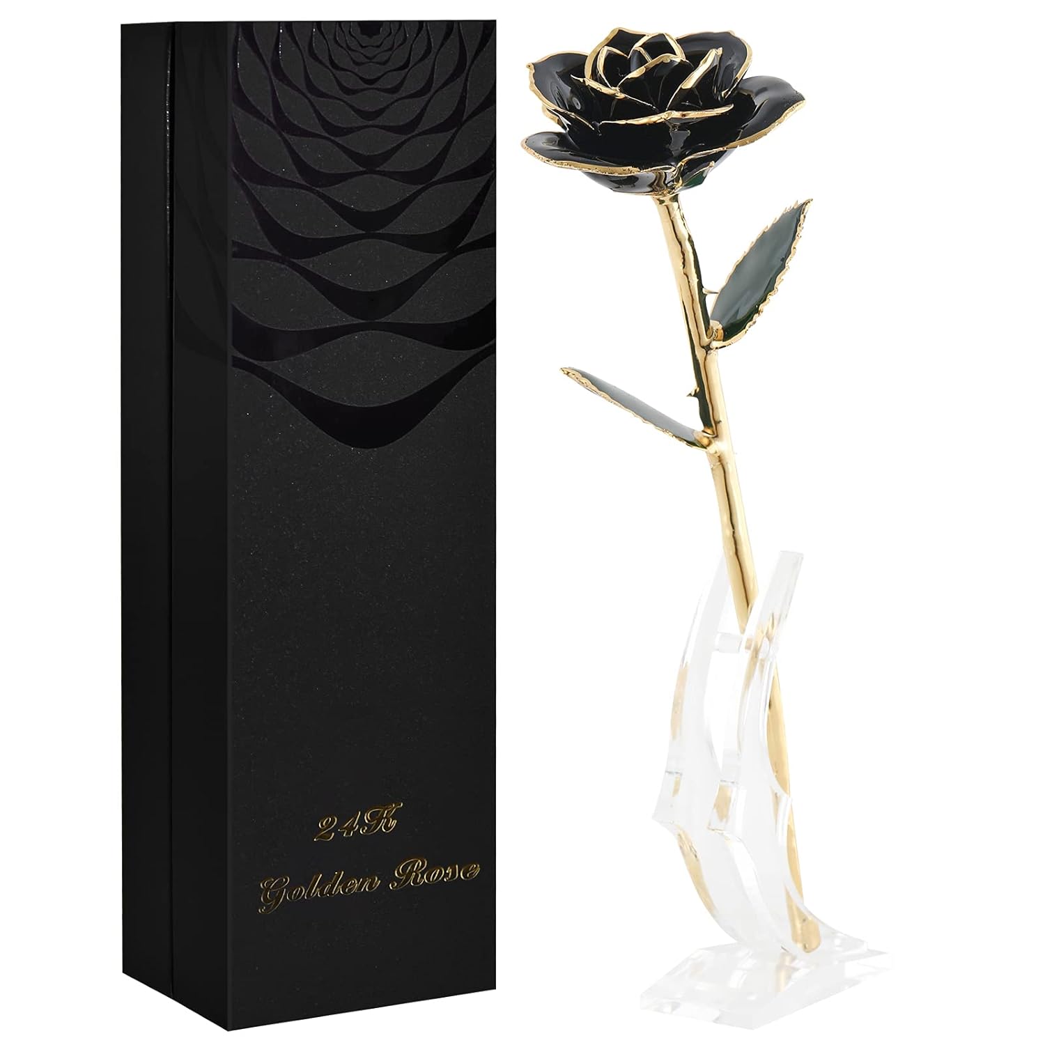 Rose Gifts For Women Forever Black Gold Dipped Rose 24K Gold Plated Eternal Flower Rose Birthsday For Her Mom Women Anniversary Valentines Day Mothers Day