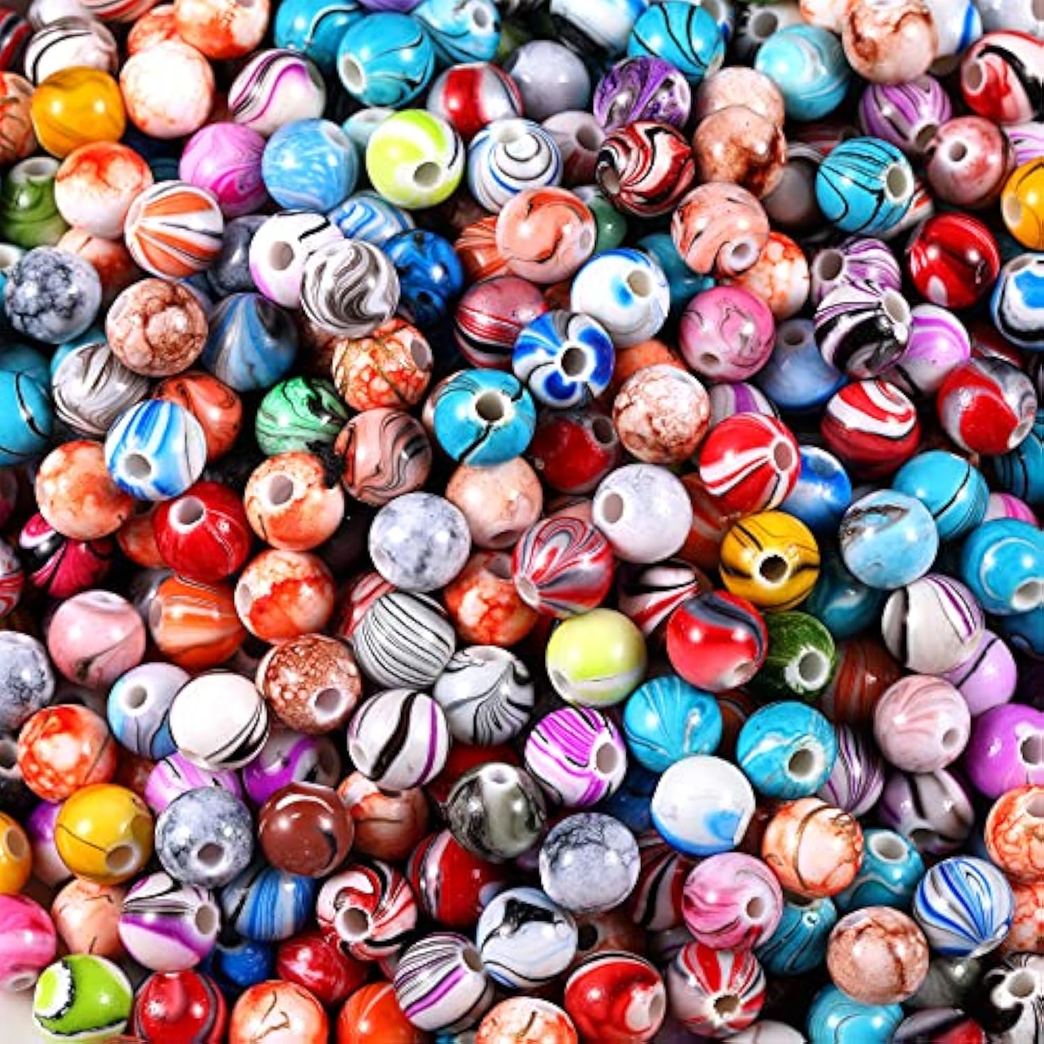 500pcs 8mm Acrylic Beads – Multicolor Loose Beads for Jewelry Making Supplies