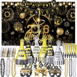 212pc New Year’s Eve 2026 Party Supplies Kit for 60 Guests Hats Glasses Favors