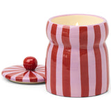 Paddywax Cabana Hand-Painted Scented Candle with Lid in Ceramic Reusable Jar, Clean-Burn Soy Candle, Pink Peppermint Scent, Approx. 42 Hour Burn Time, 6.5 oz