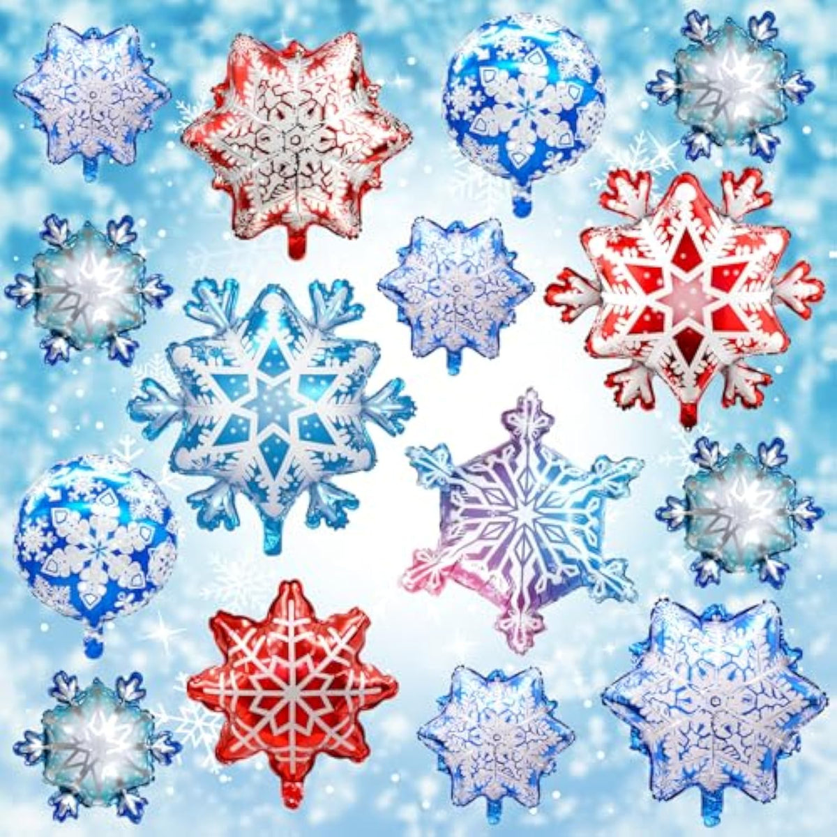 16Pcs Winter Snowflake Foil Balloons for Birthday Wedding Christmas Party