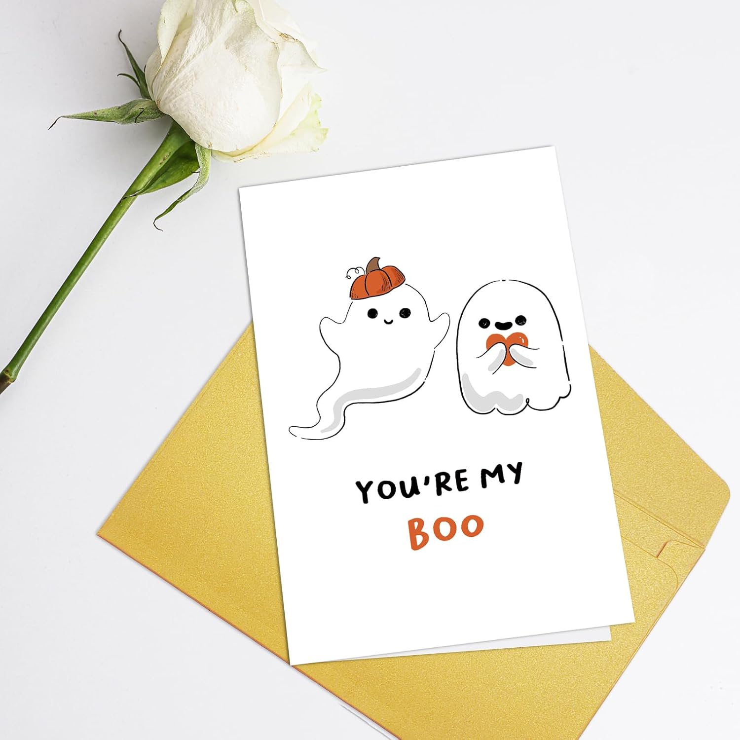 Cute Ghost Anniversary Card For Husband Wife, You Are My Boo Halloween Card For Him Her, Funny Valentines Day Card For Boyfriend Girlfriend