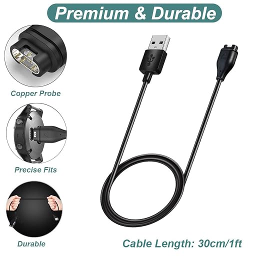 2 Pack 3.3FT Replacement Charger Cable for Garmin Instinct 3 2 2X 2S 1 Watch