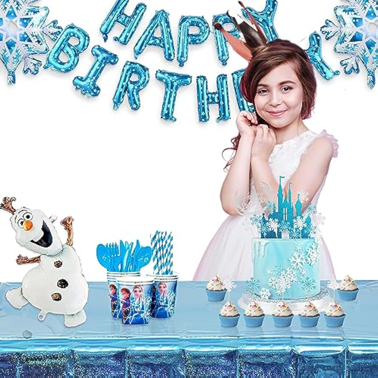 Blue Party Table Cover Decoration Tablecloth For Frozen/Winter Onederland/Under Sea/Ocean Theme Party Decorations Rectangle Tablecover With 54'' X 108'' - 2 Packs