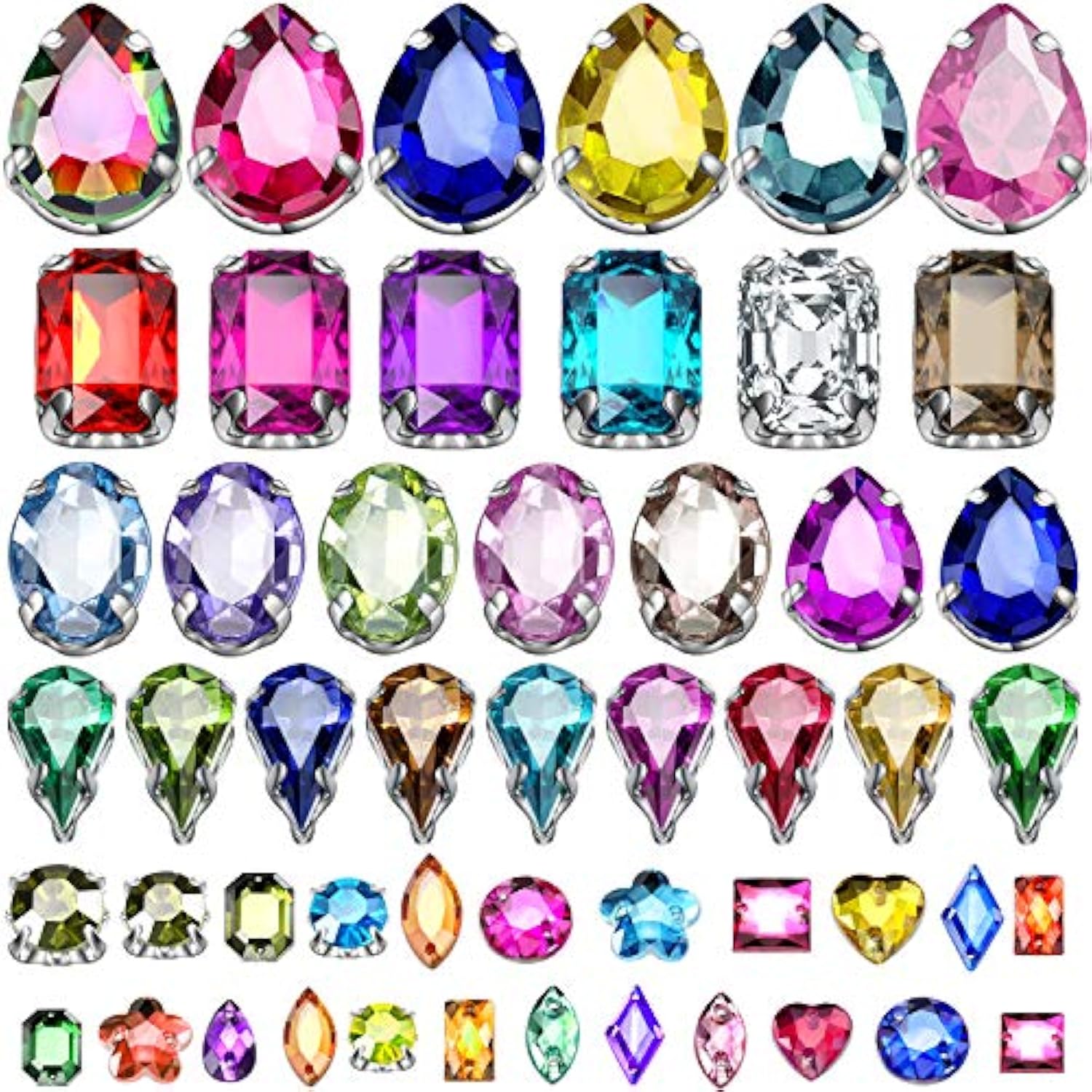 320pcs Sew-On Rhinestone Crystals with Prong Settings for DIY Crafts & Clothing Decor