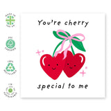 Cherry-Themed Love Card - You'Re Cherry Special To Me - Cute Anniversary Or Valentine'S Day Card For Partner, Spouse, Boyfriend, Girlfriend, Him Or Her - Comes With Fun Stickers