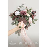 Pink Wedding Bouquets For Bride, Dusty Rose And Mauve Bridal Bouquets For Bride, 15 Inch Free Form Artificial Wedding Flowers Bouquets