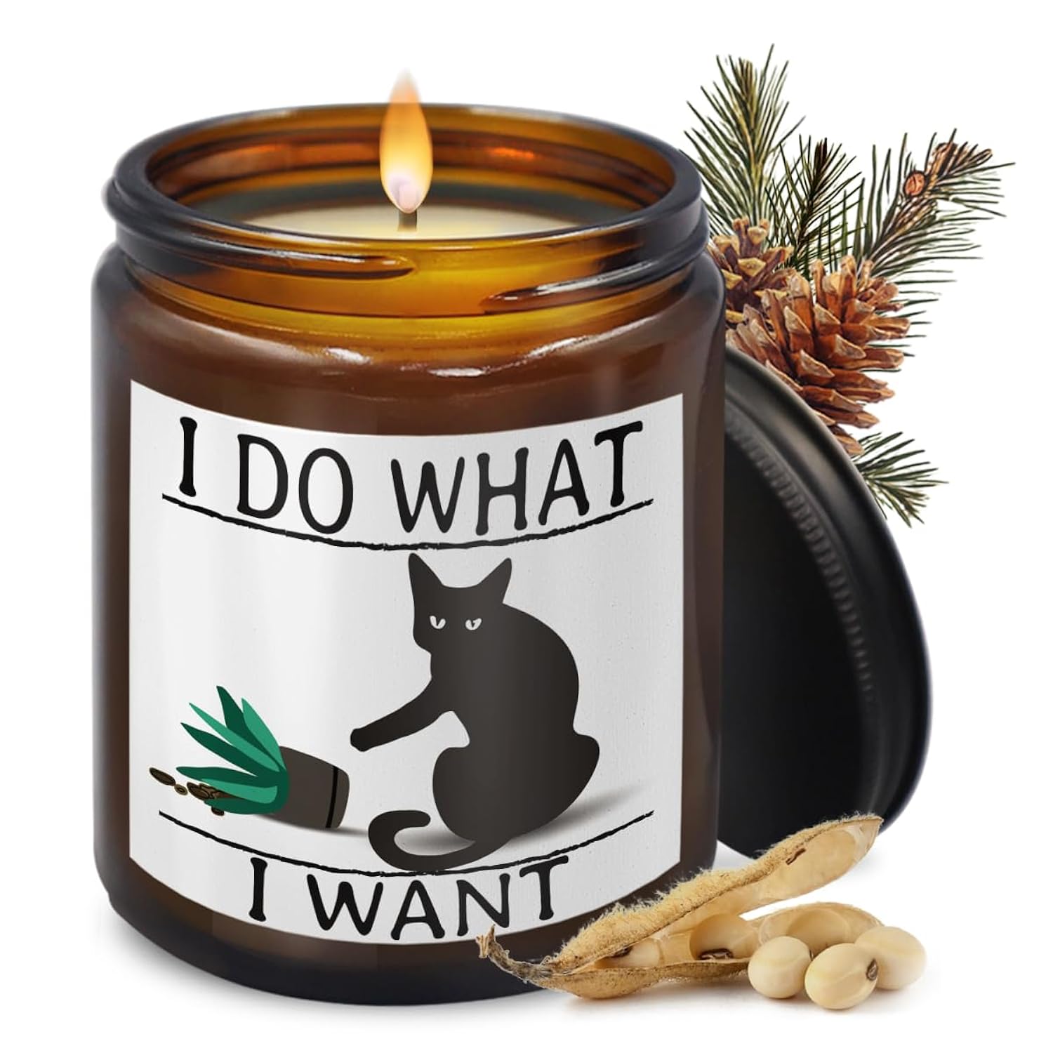 I Do What I Want,Funny Black Cat Gifts For Women,Birthday Gift,Christmas,Cedar Fragrance Scented Candles