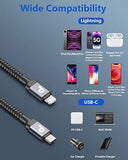 2 Pack Apple MFi Certified USB C to Lightning Cable 6FT Fast Charging Cord for iPhone 14 13 12 11 iPad
