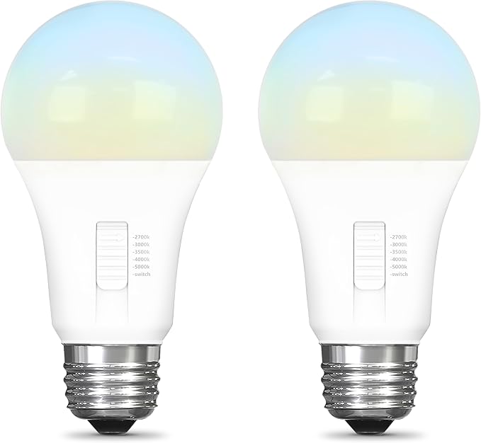 Electric A19 LED Light Bulb 60W Equivalent 5CCT Selectable 2 Pack