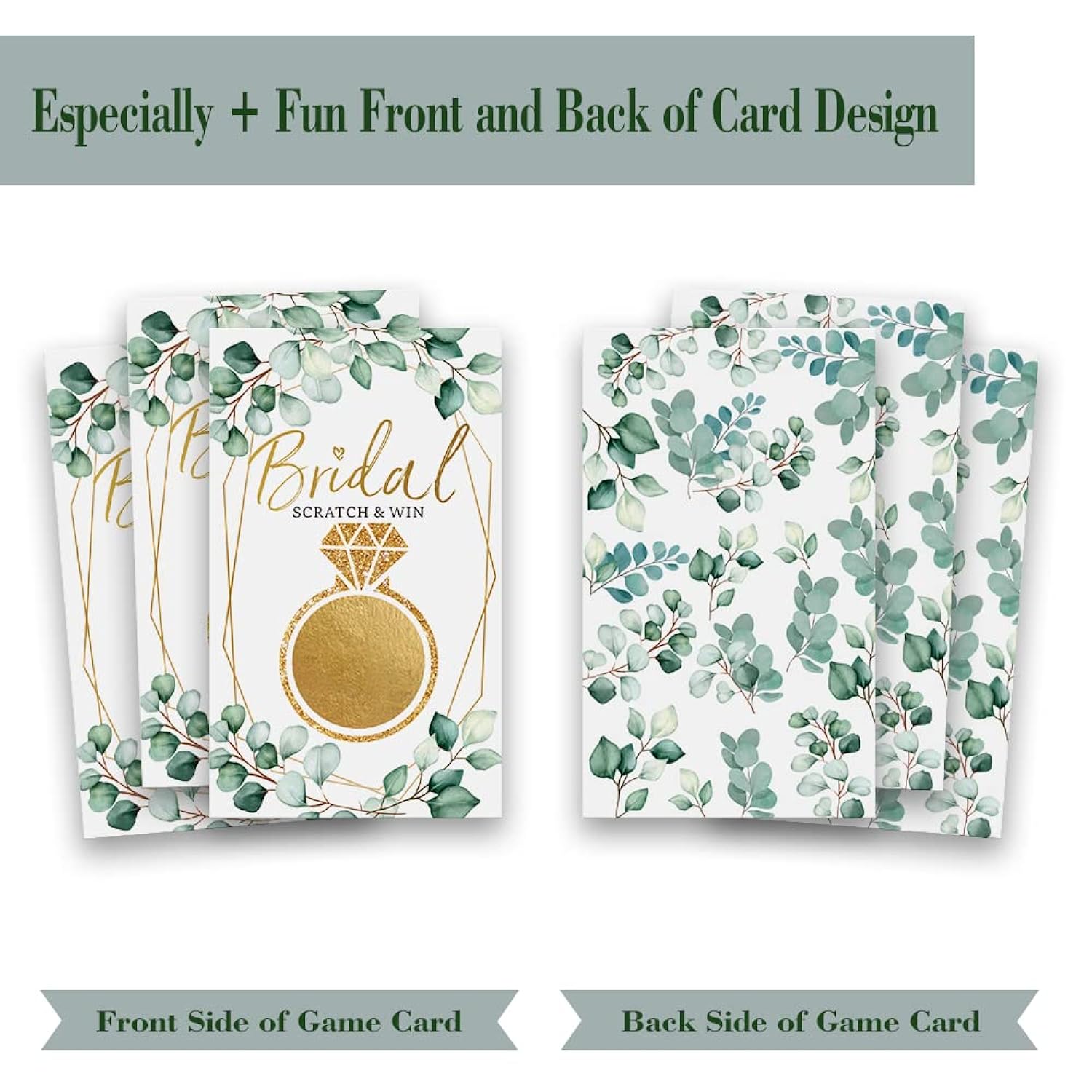 Bridal Shower Scratch Off Card-50 Pack,Golden Eucalyptus Green Garden Bride Shower Lottery Game, Activities, And Ideas, Country Wedding, Wedding Shower Ideas?Bridal Lottery Tickets