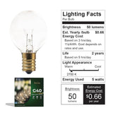 G40 26Ft Indoor/Outdoor Clear Incandescent Christmas String/Patio Light With 25 Bulbs And E12 Base | 120V, 5W