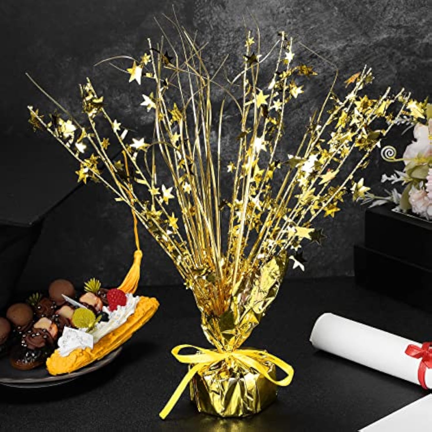 6Pc Metallic Foil Star Centerpieces Gold Table Decor Christmas New Year