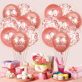 90Th Latex Birthday Balloons,15 Pcs Rose Gold Happy 90Th Birthday Balloons, Rose Gold 90Th Birthday Party Decorations Balloons For Women Men 90Th Birthday Anniversary Decoration