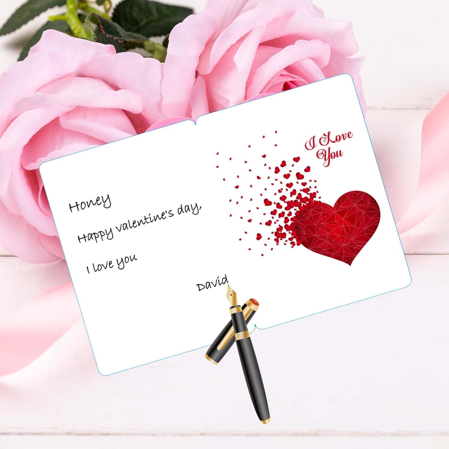 Valentine'S Day Greeting Card Handmade Wooden(With Envelope), Happy Valentine'S Day Red Love Heart, For Girlfriend Boyfriend Wife Husband Mum Dad Valentine'S Day Gifts Card