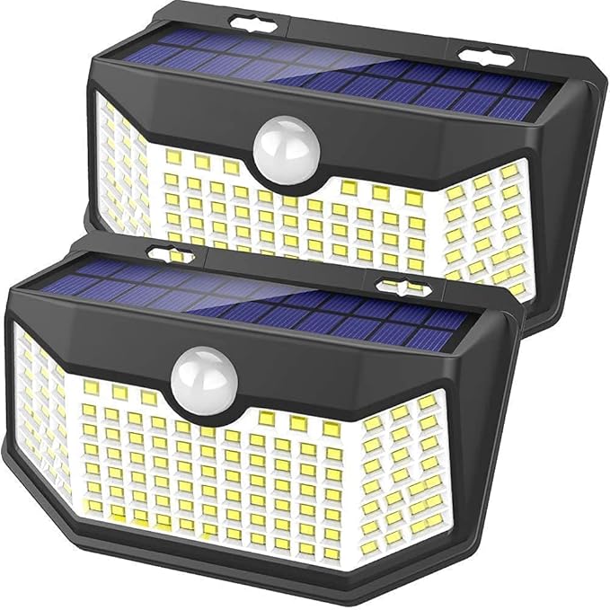 2 Pack 120 LED Solar Motion Sensor Lights IP65 Waterproof Outdoor Security Wall Lights
