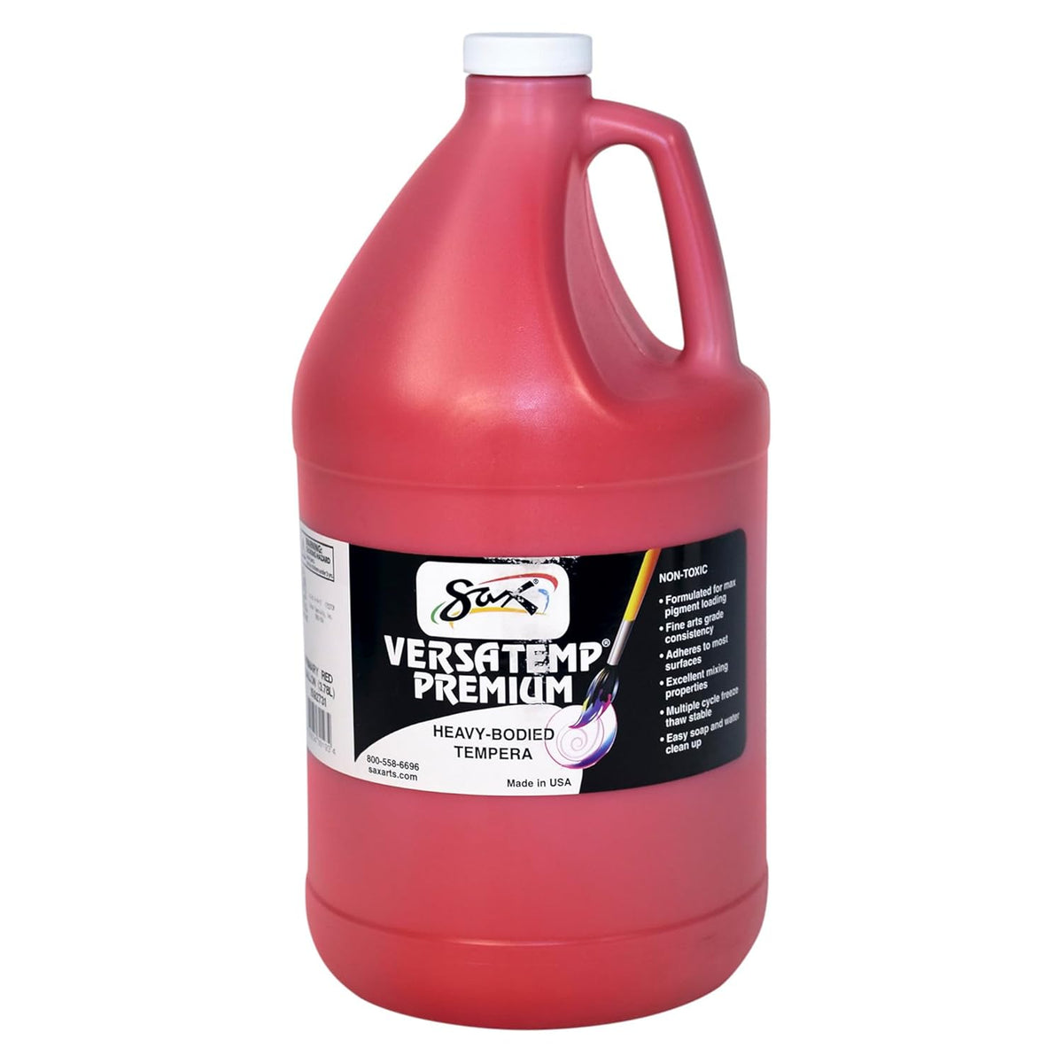 Versatemp Premium Heavy-Bodied Tempera Paint, Primary Red, 1 Gallon