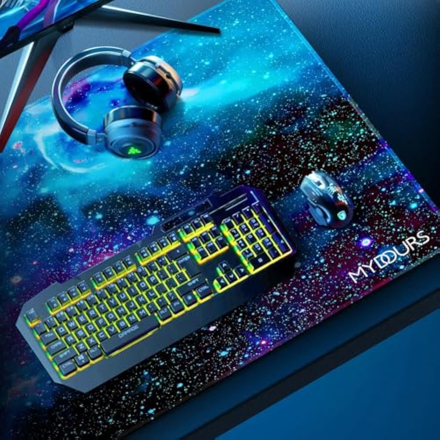 Mydours 36"x20" Large Gaming Mouse Pad - Mouse Pad with Non-Slip Rubber & Fabric Surface - Large Desk Mat for Computer Office Home Working - XL Desk Protector Pad (Universe)