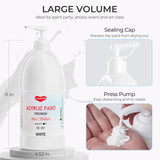White Acrylic Paint Large Bottle (69Oz /2040Ml) Rich Pigment White Paint For Multi Surface Canvas Wood Ceramic Leather Fabric Rock Craft, Non Toxic For Kid & Adult, With Pump & Sealing Cap