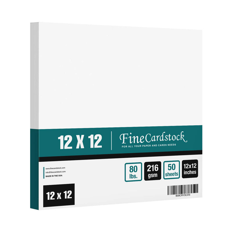 12" X 12" Square Cardstock | 80Lb Cover White Thick Card Stock Paper - Smooth