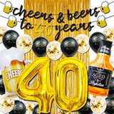 40th Birthday Decorations Gold 40-Inch Balloons, Banner, Fringe & Foil Cups