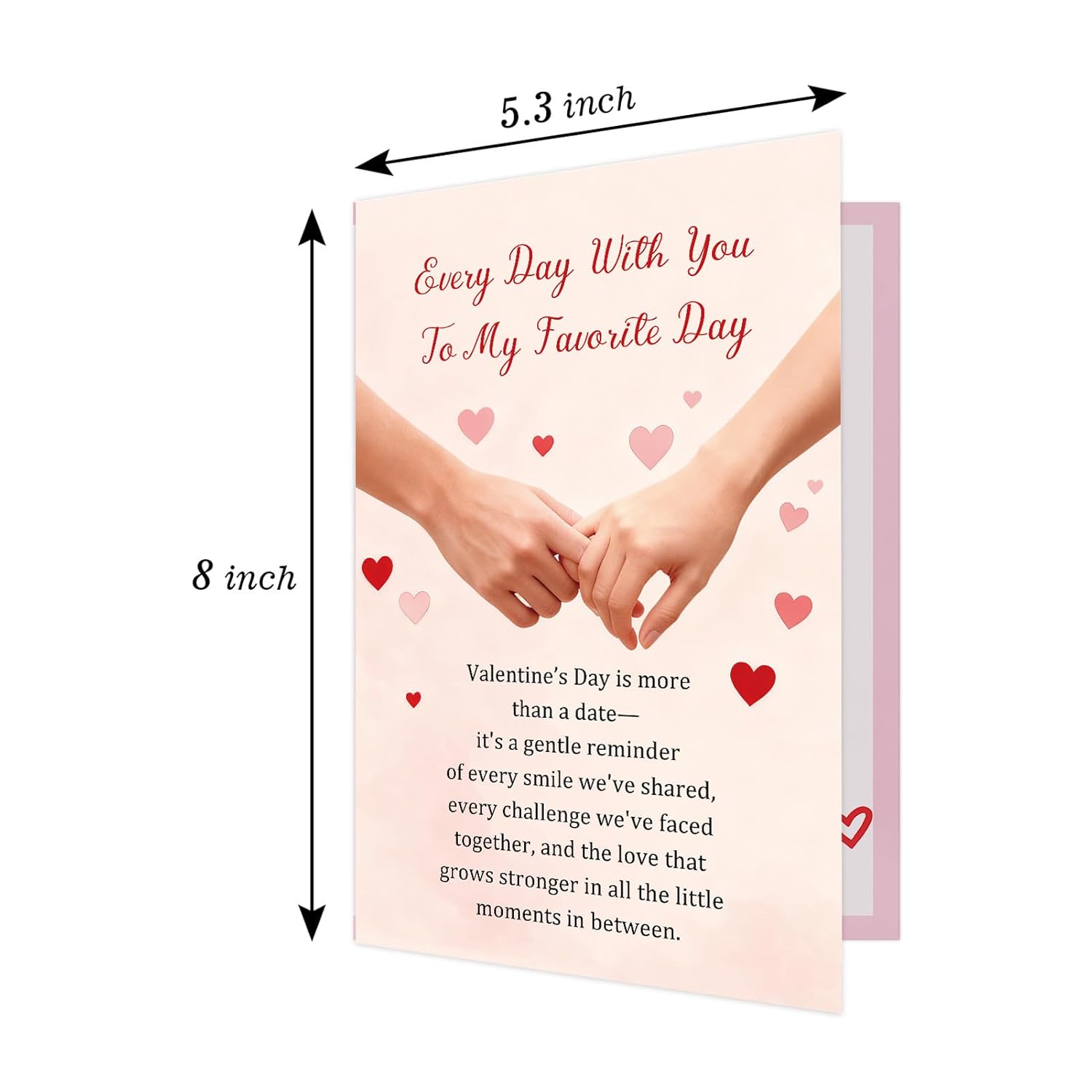 Romantic Hand Holding Valentine'S Day Card For Him Her, Valentines Love Letter Card For Husband Wife Partner, Every Day With You To My Favorite Day
