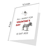 Raunchy Valentine'S Card For Boyfriend Girlfriend, Funny Donkey Inspired V-Day Card For Him Her, Jokey Dat Ass Valentine'S Day Gift