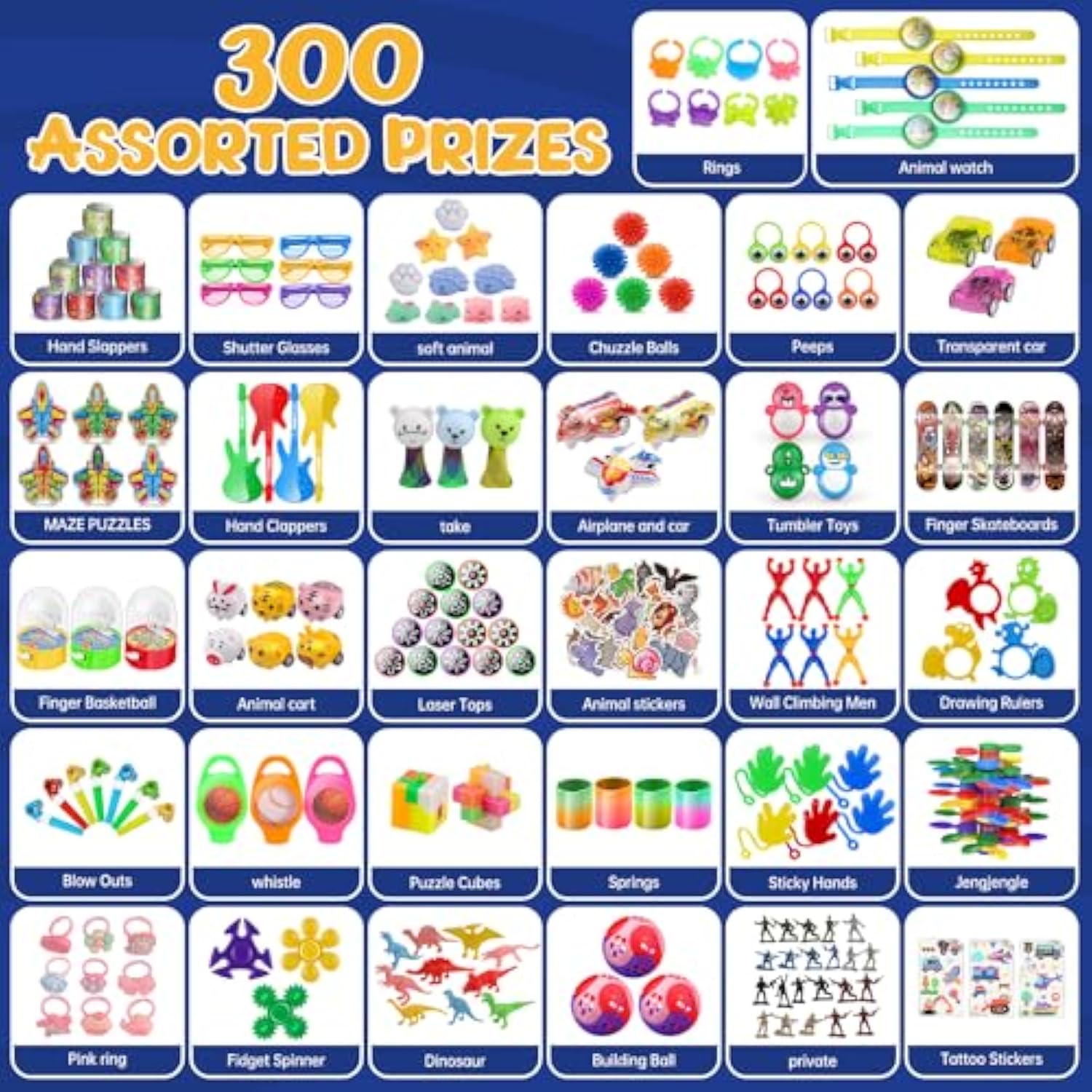 300Pcs Pinata Stuffers For Kids Party Favors 4-8, Pinata Fillers For Classroom Rewards Treasure Chest For Prize Box Toys For Kids Classroom