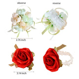 4 Pack Wrist Flower Wristband Girl Bridesmaid Bride Decoration Using Artificial Flowers Lily Rose Champagne Purple Pink Wedding Party Festival Celebrations Wrist Ribbon