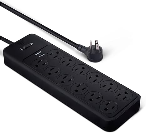 12 Outlet Surge Protector Power Strip 8FT Extension Cord 4000J Heavy Duty for Home Office Gaming