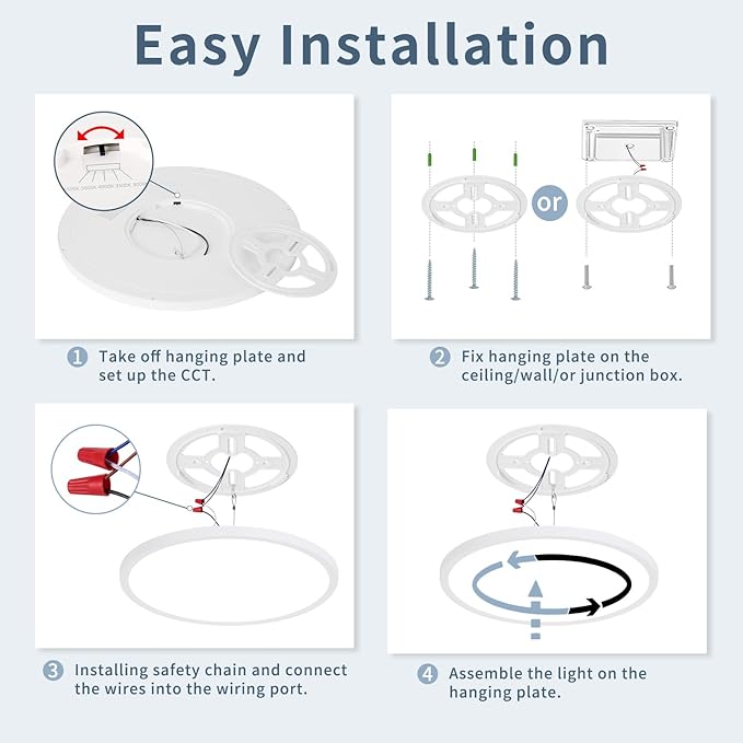 4 Pack 14.9 Inch LED Flush Mount Ceiling Lights 32W 3343LM White