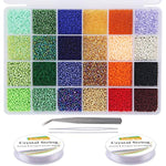 14400Pcs Glass Seed Beads Small Craft Beads For Diy Bracelet Necklaces Crafting Jewelry Making Supplies With Two 0.5Mm Clear Bracelet String (600Pcs Per Color, 24 Colors)