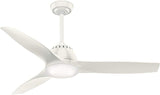 52 Inch White Ceiling Fan with LED Light and Remote Quiet 3 Blade Indoor Fan