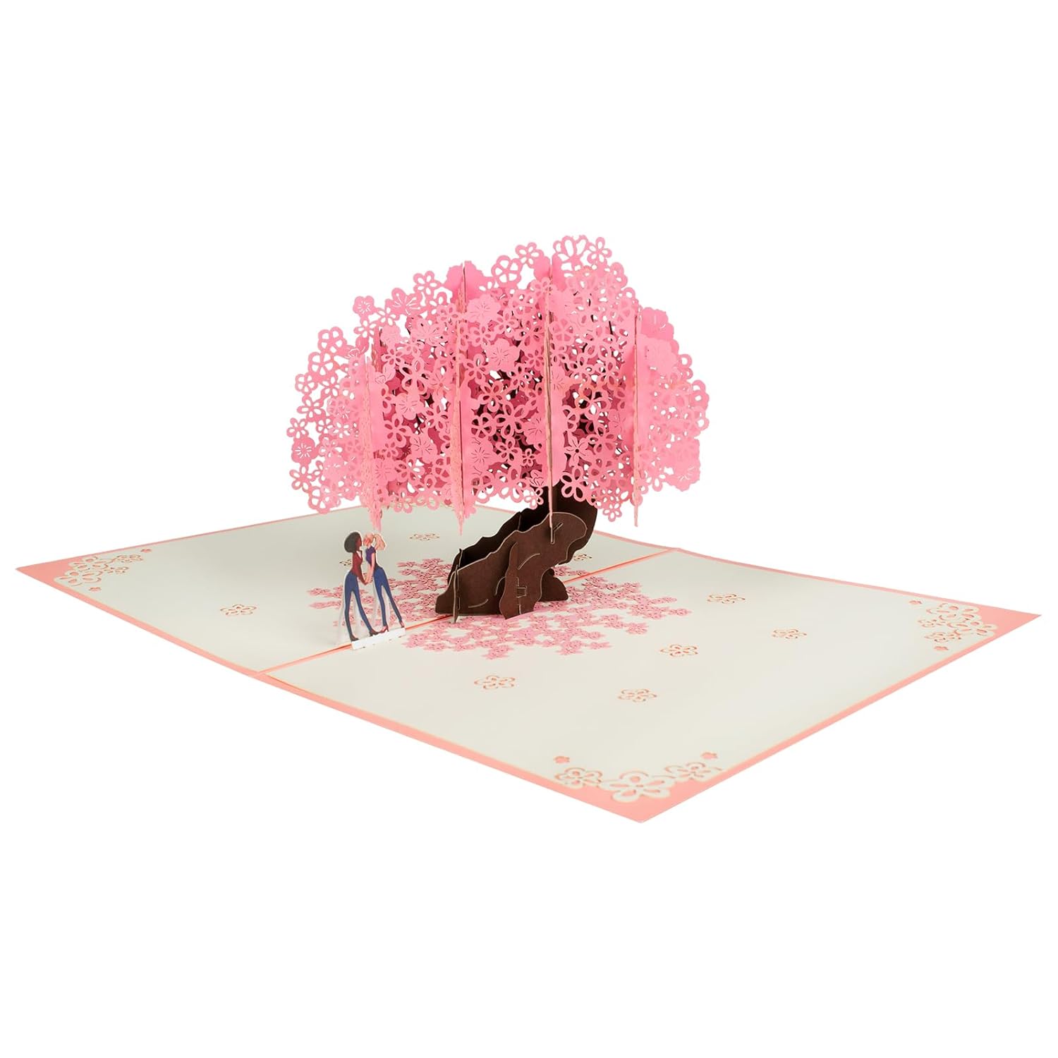 Couple Peach Blossoms For Lesbian Pop Up, Paper Flower Bouquet Greeting Card With Blank Note Card & Envelope, Gift For Celebrate Love, Birthday, Anniversary, Wedding, Engagement, Bridal Shower