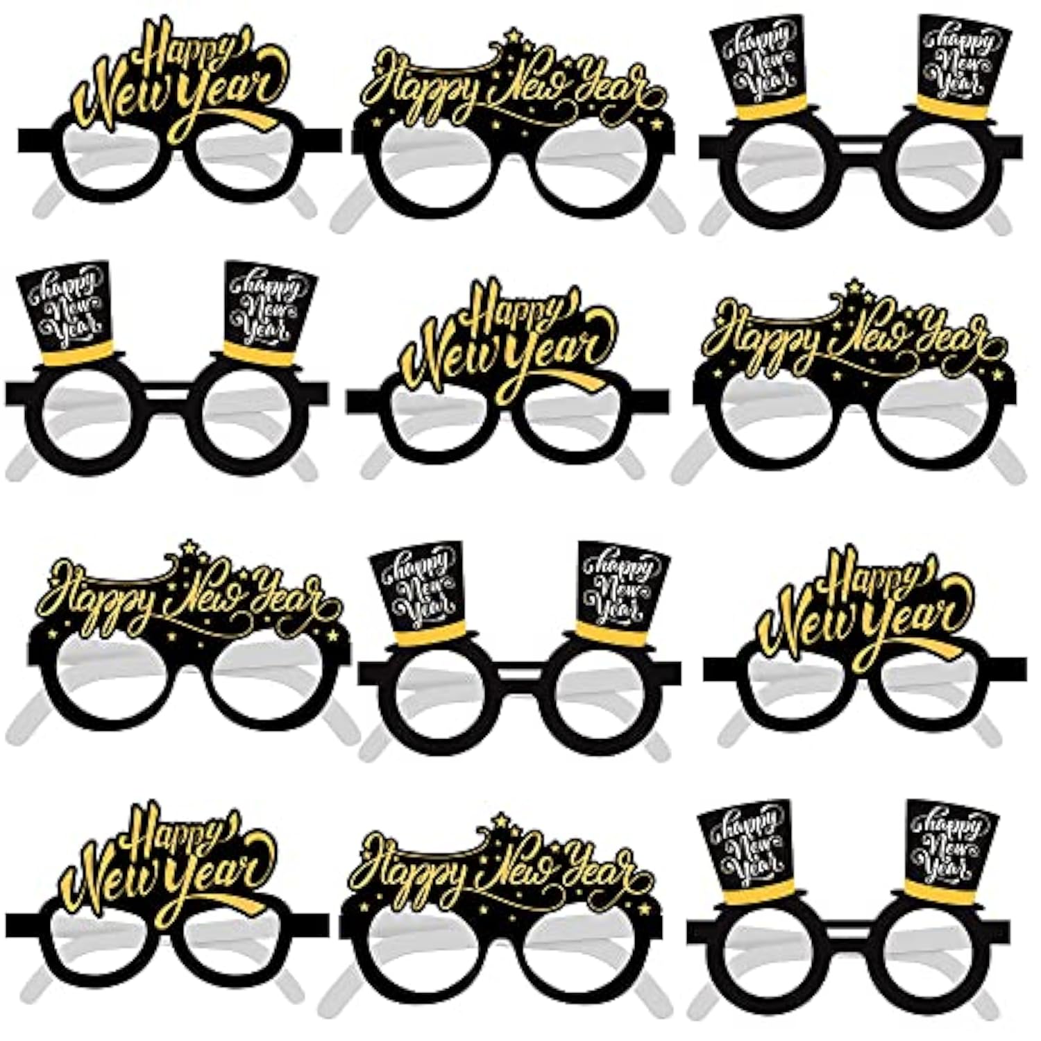 12 Pcs 2026 New Year Glasses Party Eyewear Decorations