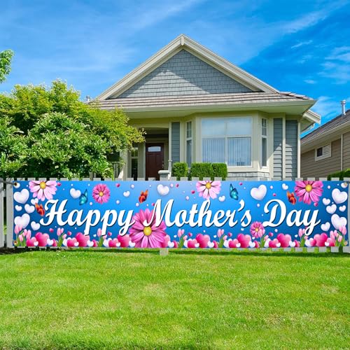 Mothers Day Banner for Mothers Day Decorations - XtraLarge120x20 Inch | Happy Mother's Day Party Decorations | Mothers Day Yard Signs, Mother's Day Outdoor Décor