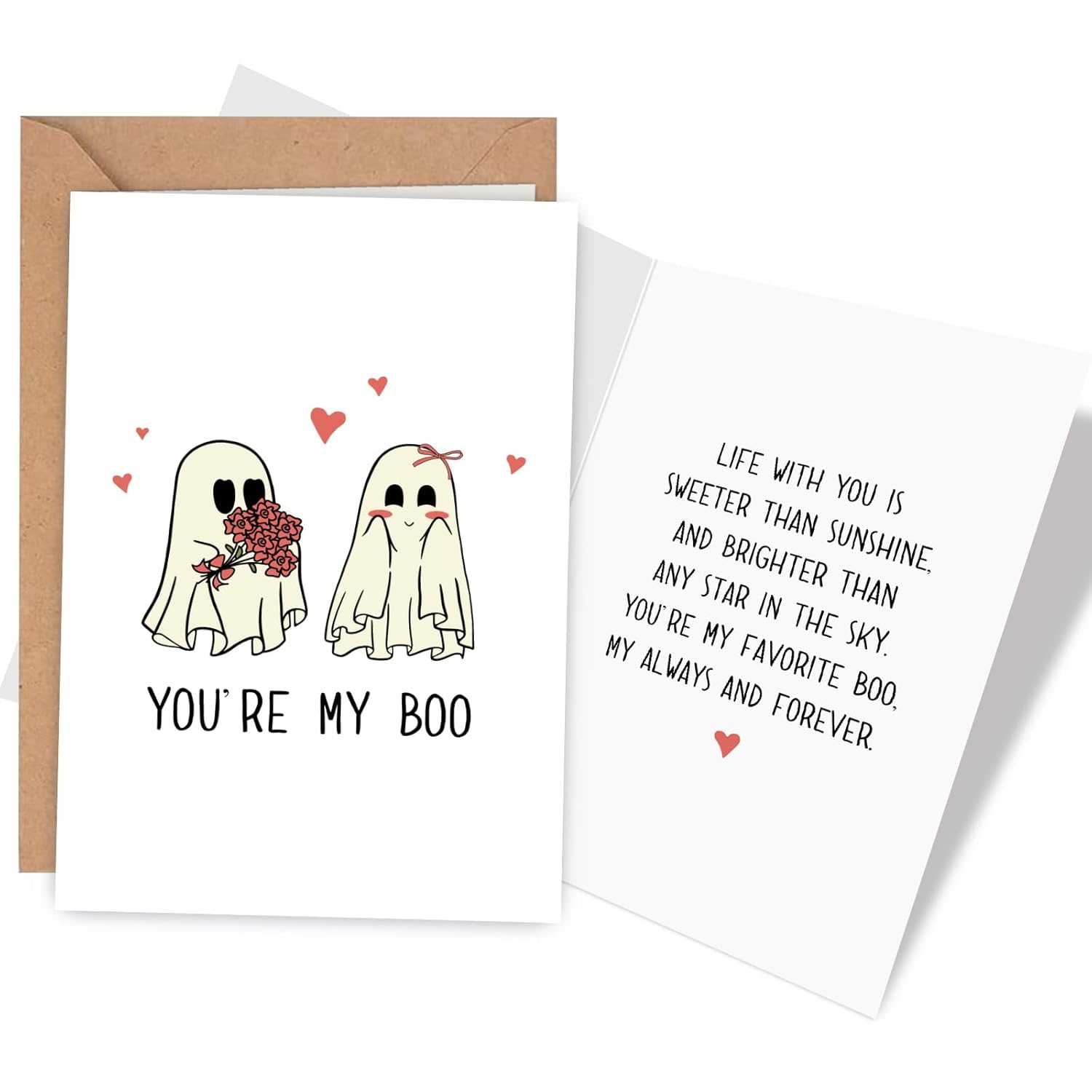 Cute Ghost Birthday Card For Husband Wife, Goth Anniversary Card, Valentine'S Day Cards For Girlfriend Boyfriend, Romantic Love Cards Gift, You'Re My Boo