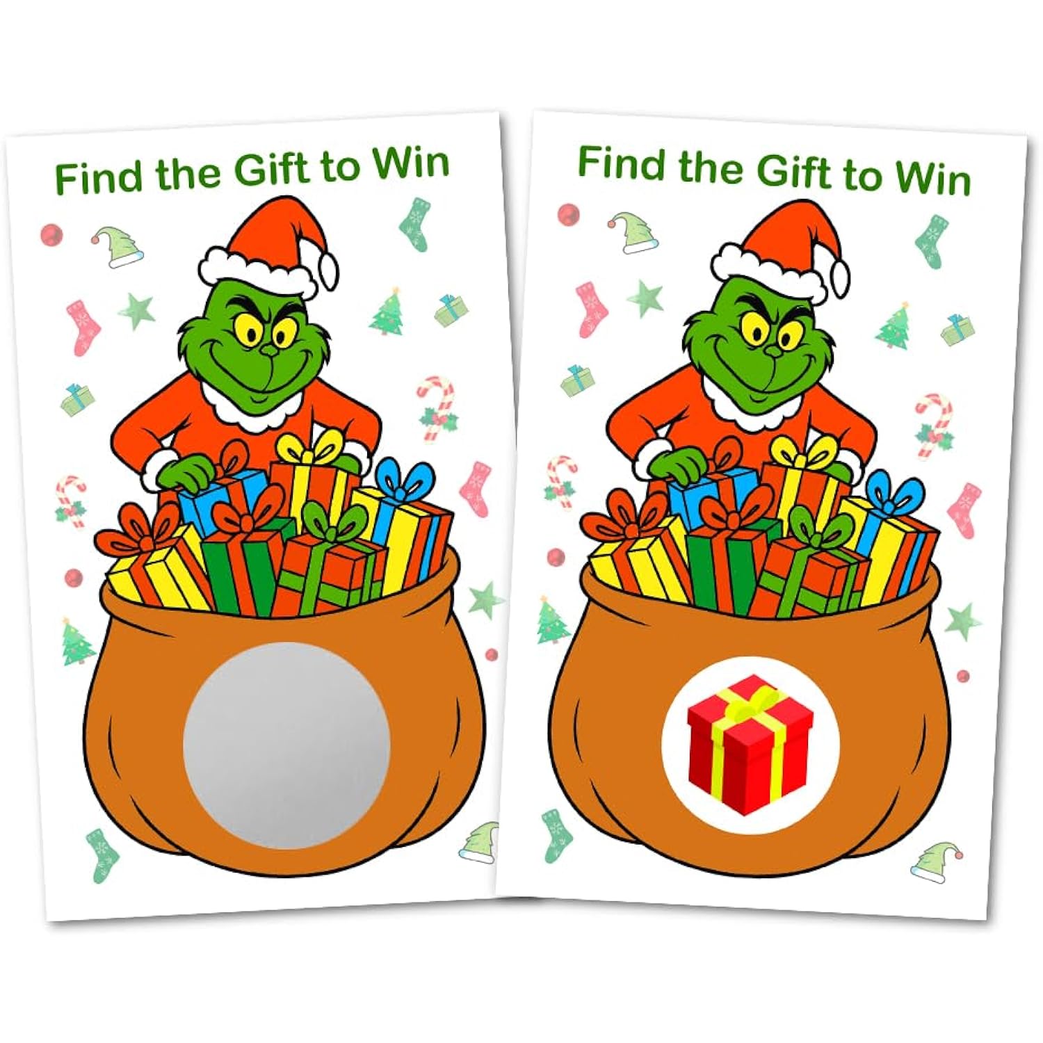 Grinch Party Game Scratch Off, Merry Christmas, Find The Gift Box To Win, Easy To Play Silly Games, Fun Idea, Ice Breaker Activity. Raffle Cards, Set Of 40 Cards Made In Usa