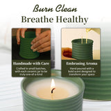 Natural Soy Wax Scented Candle, Sandalwood Fragrance, Green Ceramic Container, Handmade Luxury Home Decor With Cotton Wick, Reusable Jar