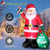 8 Ft Christmas Inflatable Santa Claus With Candy And Big Gift Bag Outdoor Decor, Blow Up Ip44 Weatherproof Xmas Decorati