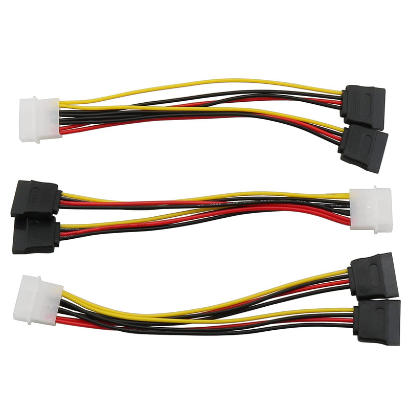 3Pcs 4 Pin Molex To Dual Sata Power Y-Cable Adapter 4 Pin Male Ide Molex To 15