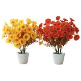 6 Stems Silk Morning Glory Artificial Flowers Kit With 2 Pots, 14.5” Tall Indoor Fake Flowers For Home Office Desk Decoration