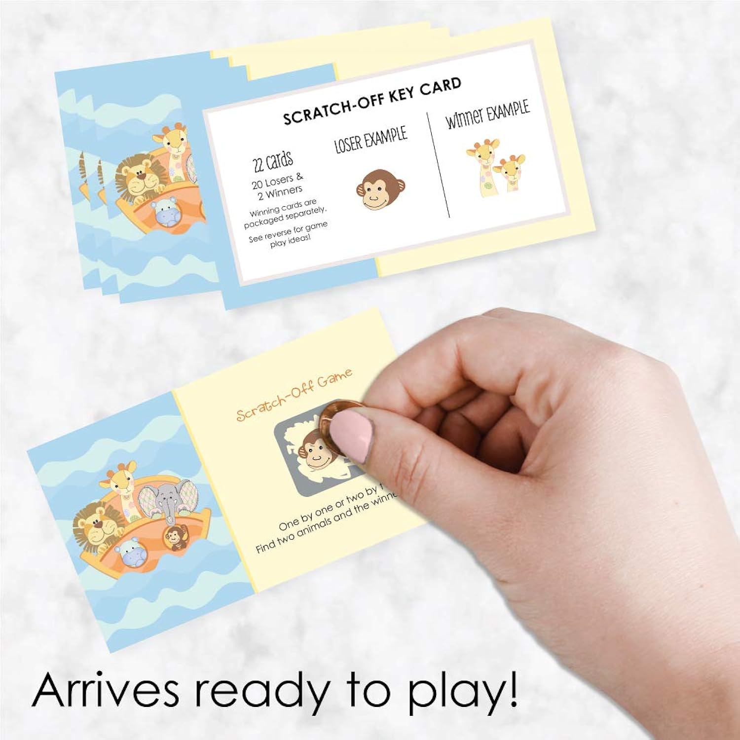 Big Dot of Happiness Noah's Ark - Baby Shower or Birthday Party Game Scratch Off Cards - 22 Count