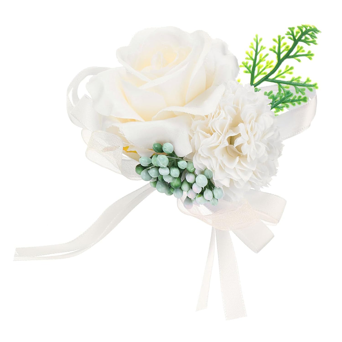Wrist Corsage Artificial Flower Bracelets Pack Of 1 Rose Wrist Bride Groom Decorative For Wedding Ceremony Prom Party Anniversary, 12X10Cm Light White