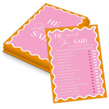 Pink Wavy Border He Said She Said Game For 30 Guests With Game Cards, Wavy Border Bridal Shower Game, Modern Bridal Shower Decorations, Wedding Shower Or Bachelorette Party Supplies - 03