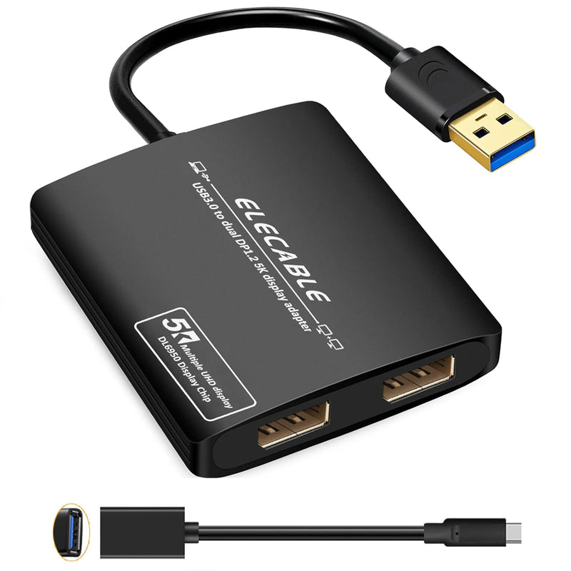 Usb 3.0 To Dual Displayport Adapter - 5K+5K@60Hz Ultra Hd - Built-In Displayli