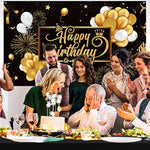 Black And Gold Birthday Party Decorations 50 Pieces Gold Black Balloon Arch Garland Kit Happy Birthday Backdrop Banner Decorations For Kids Men Women Party Supplies Decor